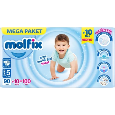 Molfix Bebek Bezi 3D 5 Beden Junior 11-18 Kg 100lü Mega