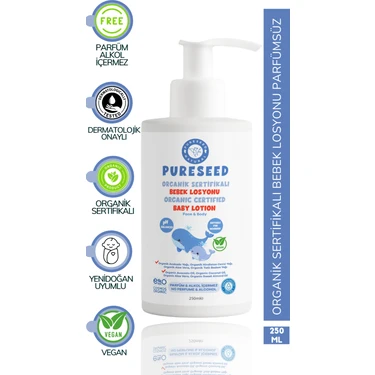Pureseed Natural Organik Sertifikalı Bebek Losyonu - Parfümsüz - 250