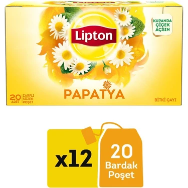 Lipton Papatya Bitki Süzen Bardak Poşet Çayı 20LI x 12