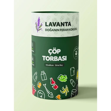 Satecs Renkli Premium Çöp Torbası 50 Adet Lavanta Kokulu Orta Boy 55X60