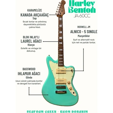 Harley Benton JA-60CC Seafoam Green Elektro Gitar – Vintage Fiyatı