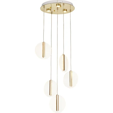 Avizemoda Lovena 5'Li Ledli Dim. Kumandalı Modern Lüks Sarkıt Avize (3 Renk Led; Sarı-Beyaz-Gün