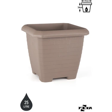 ToXA 25 Litre Tabaksız Kare Büyük Boy Plastik Bahçe Çiçek Saksısı Hisar Kale