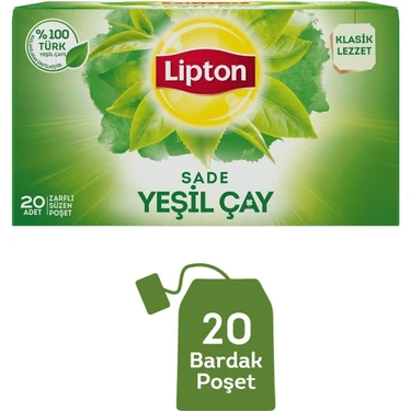 Lipton Yeşil Çay Sade Bitki Çayı 20 Adet Doğal İçerik ve Yumuşak