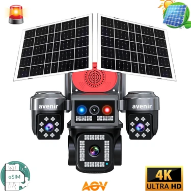 Avenir AV-S445 E-Sim 4 Kameralı Güneş Enerjili Kamera Tüm Mekanlar İçin Gece Görüşlü 8