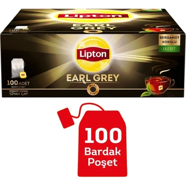 Lipton Earl Grey 100lü Bardak Poşet Çay 2gr Ferahlatıcı Lezzet ve Bitki Çayı