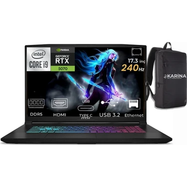 Msı Katana 17 Hx I9-14900HX B14WGK-048XTR-19 32GB 2tb RTX5070 W11PRO 17.3" Qhd Gaming Laptop &