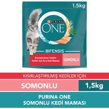 Purina One Somonlu Kısırlaştırılmış Kedi Maması 1,5 kg Bifensis Formülü ile Sağlıklı