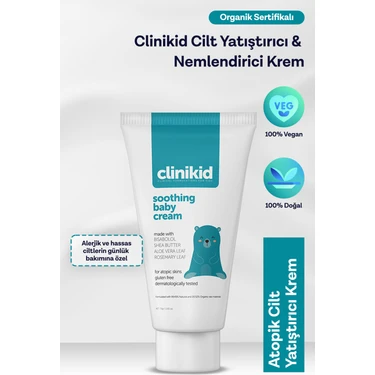 Clinikid Bebek Kremi - Doğal Yağlarla Zenginleştirilmiş, Atopik Ciltler İçin Yatıştırıcı ve