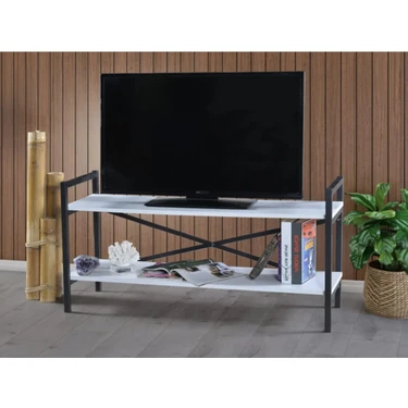 Dizayn Motion Metal Ayaklı Tv Ünitesi Iki Raflı Tv Sehpası