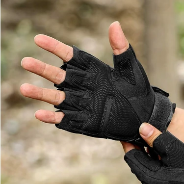 Taktik Yarım Parmak Eldiven – Sert Dizlik Koruma, Nefes Alabilir Kumaş, Outdoor & Spor Kullanım