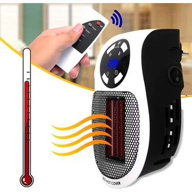 Powermaster PM-20327 500 Watt Priz Tipi Uzaktan Kumandalı Taşınabilir Isıtıcı (Zamanlayıcı -