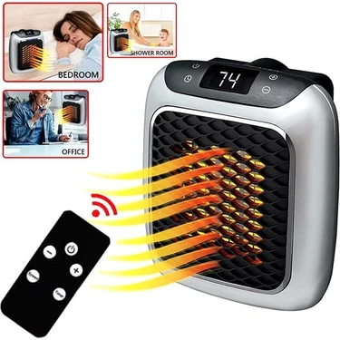 Powermaster PM-26513 800 Watt Priz Tipi Uzaktan Kumandalı Taşınabilir Isıtıcı (Zamanlayıcı -