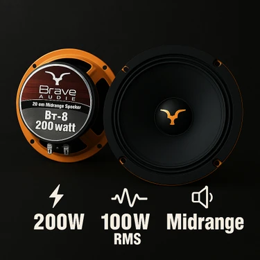 Brave 20cm Amfi Tipi 200w 100rms Midrange Hoparlör Takımı 2026 Özel