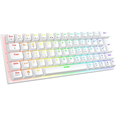 Blueforce Runner Rgb Mekanik Klavye Kablolu Oyun İçin Beyaz Tuş Formu ile Performans