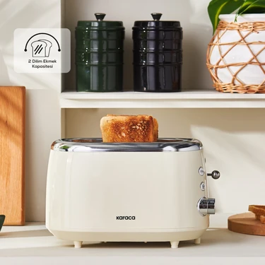 Karaca Crusty Krem Ekmek Kızartma Makinesi 700W Güç ve 2 Dilim Kapasite ile Buz Çözme