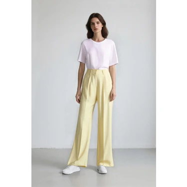 Afra x DeFacto Wide Leg Akışkan Kumaş Yüksek Bel Palazzo Pantolon