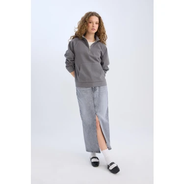 DeFacto Long Fit Yırtmaçlı Cepli Uzun Boy Jean Etek
