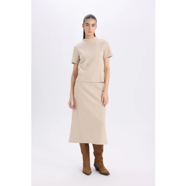 DeFacto A Kesim Beli Lastikli Basic Normal Bel Maxi Etek
