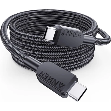 Anker 310 USB-C to USB-C 1,8m 240 W Örgülü Kablo - Hızlı Şarj - Evrensel Uyumluluk - Siyah - A81C6 (Anker Türkiye Garantili) — Hepsiburada ürün görseli