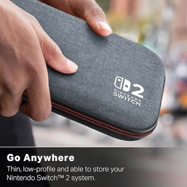 Nintendo Switch 2 Için Slim Case - Koyu Gri, Resmi Lisanslı, Koruyucu Kılıf, 10 Yazılım Kartı Için
