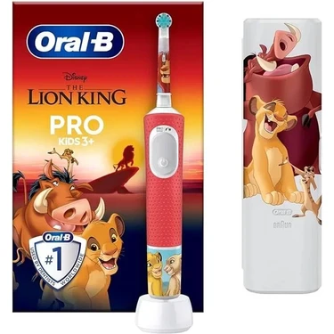 Oral-B Pro Kids The Lion King Şarjlı Diş Fırçası Kırmızı Renkli Diş Fırçası Kabı ile 1