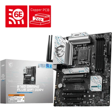 Msı B760 Gamıng Plus Wıfı  LGA1700 Ddr4 5333+(OC)MHZ Atx