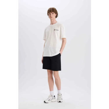 DeFacto %100 Pamuk Slim Fit Dar Kesim Dar Paça Cepli Basic Düz Şort
