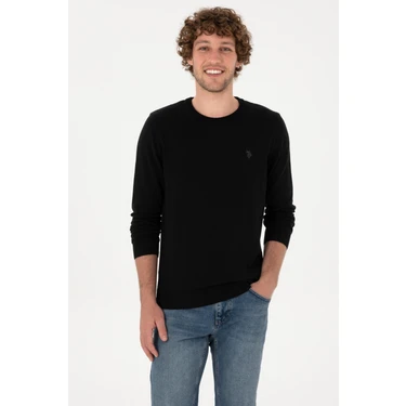U.S. Polo Assn. Erkek Slim Fit Bisiklet Yaka Siyah Basic Kazak