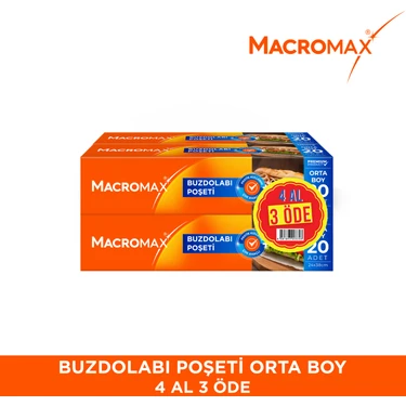 Macromax Buzdolabı Poşeti Orta Boy - 4 Al 3 Öde 80 Lı