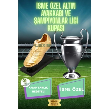 Flexis Şampiyonlar Ligi & Altın Ayakkabı 3D Maket Seti (15 Cm) + Şampiyonlar Ligi Logolu Anahtarlık