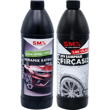 Seramik Katkılı Hızlı ve Pratik Cila 750ML. +  Premium %60 Cilalı Fırçasız Oto Şampuanı 750