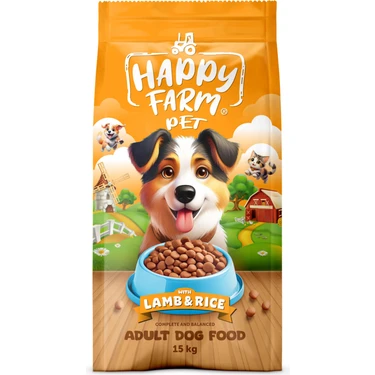 Happy Farm Yetişkin Köpek Maması Kuzu Etli 15 kg Tam ve Dengeli Beslenme