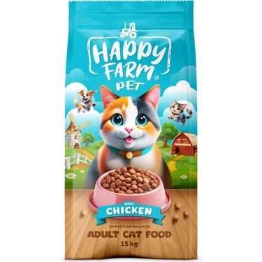 Happy Farm Yetişkin Kedi Maması Tavuk Etli 15 kg Ekonomik Besleyici
