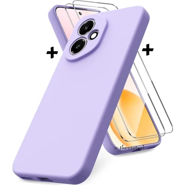 Honor 400 Kılıf Kamera Korumalı Yumuşak Renkli Mat Kadife Silikon + 9h Ekran Koruyucu Cam 2in1