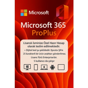Microsoft Office 365 - 2025 Dijital Lisans Key Hesabı 1 Yıl - MS Windows 10 ve 11 Pro & Home / Mac