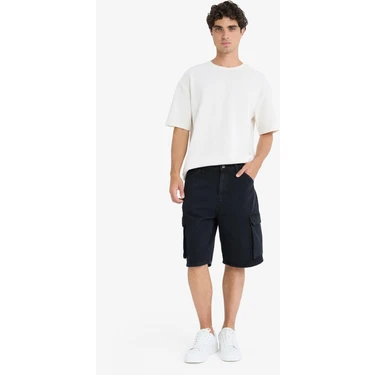 DeFacto %100 Pamuk Kargo Fit Jean Bermuda Şort