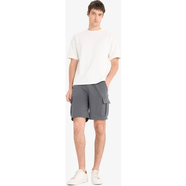 DeFacto Regular Fit Beli Bağcıklı Kargo Cepli Şort