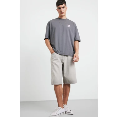 DeFacto %100 Pamuk Baggy Fit Jean Bermuda Şort