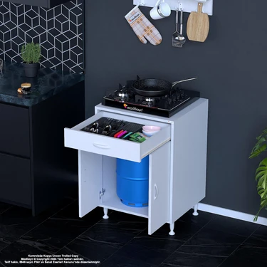 Modilayn Çok Amaçlı Mutfak Dolabı 59 cm Genişlik 85 cm Yükseklik 50 cm Derinlik Çekmeceli Tüp