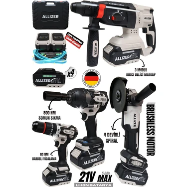 はまきページ 8点セット Allizer German Pro 800 Nm Güçlü Darbeli Matkap 990 W Fiyatı