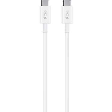 ttec USB-C - USB-C 120 cm Data ve Şarj Kablosu Beyaz 60W PD/QC Hızlı Şarj
