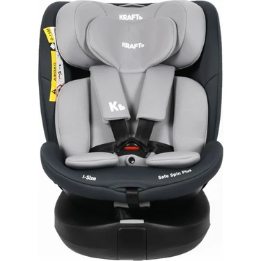 Kraft Safe Spin Plus I-Size Oto Koltuğu 0-36 kg Gri İsofix Bağlantılı Ergonomik
