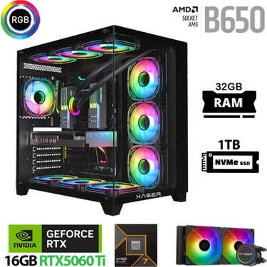 Xaser Lexus X690 Ryzen 7 7800X3D 32GB Ram 1tb M.2 Nvme SSD 16GB RTX5060 Ti Sıvı Soğutmalı Oyuncu