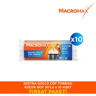 Macromax Ekstra Güçlü Çöp Torbası Küçük Boy - 30 Lu Paket