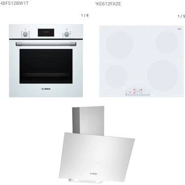 Bosch Beyaz Ankastre Set (HBF512BW1T Fırın - PKE612FA2E Ocak - DWK64PJ20