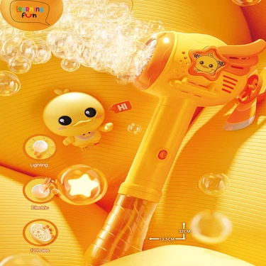 Learning Fun Arka Pervaneli Işıklı Pilli Oyuncak Baloncuk Tabancası Sevimli Ördek Köpük Makinesi