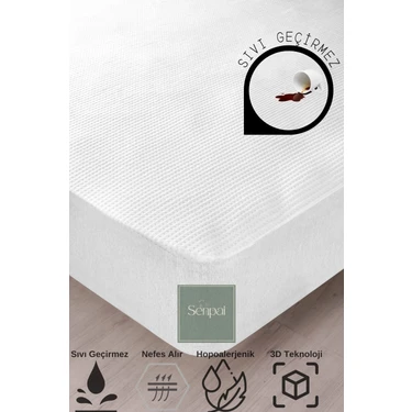 Senpai Home  3d-Fitted Dört Mevsim Anti-Alerjen  Sıvı Geçirmez Kabartmalı Yumuşak Yüzeyli Alez