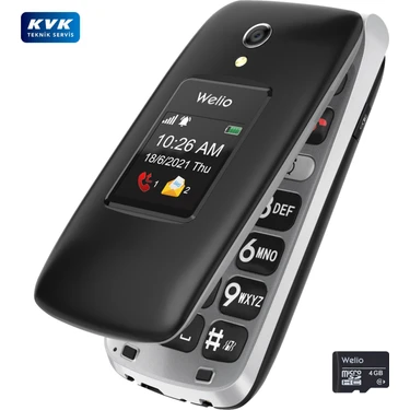 Welio Wkey T300 Siyah Tuşlu Kapaklı Cep Telefonu Kameralı Asker Telefonu Yaşlı Telefonu (Kvk