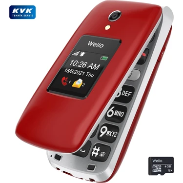 Welio Wkey T300 Siyah Tuşlu Kapaklı Cep Telefonu Kameralı Asker Telefonu Yaşlı Telefonu (Kvk